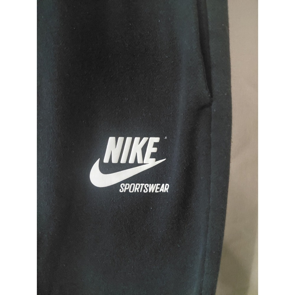 Nike Activewear Pants L Black Swoosh Embroidery Jogger Fleece Sportswear CLub - Picture 3 of 13